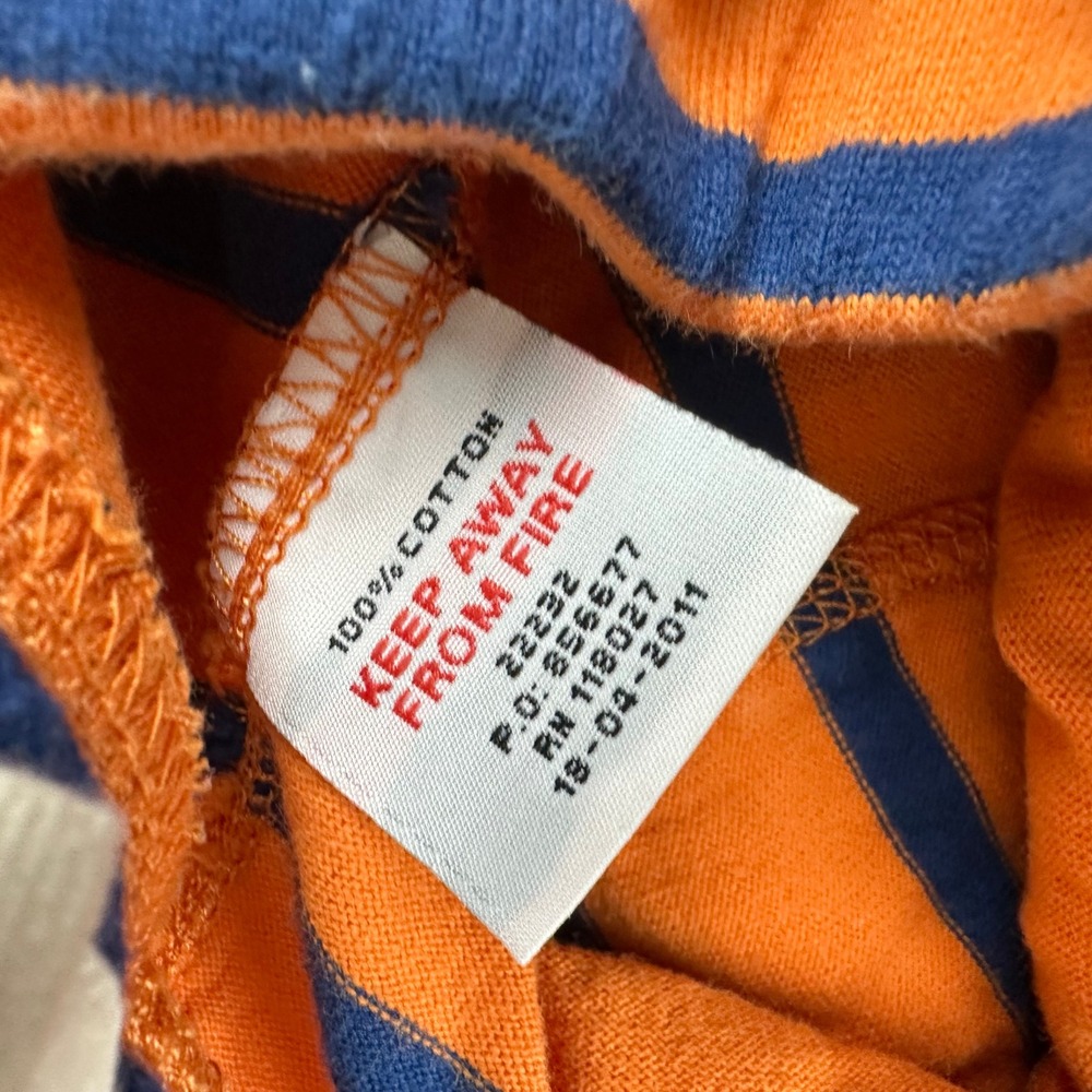 Mini Boden Boys 6Y Orange Blue Striped Cotton Jersey Shorts Drawstring Casual - Picture 4 of 5